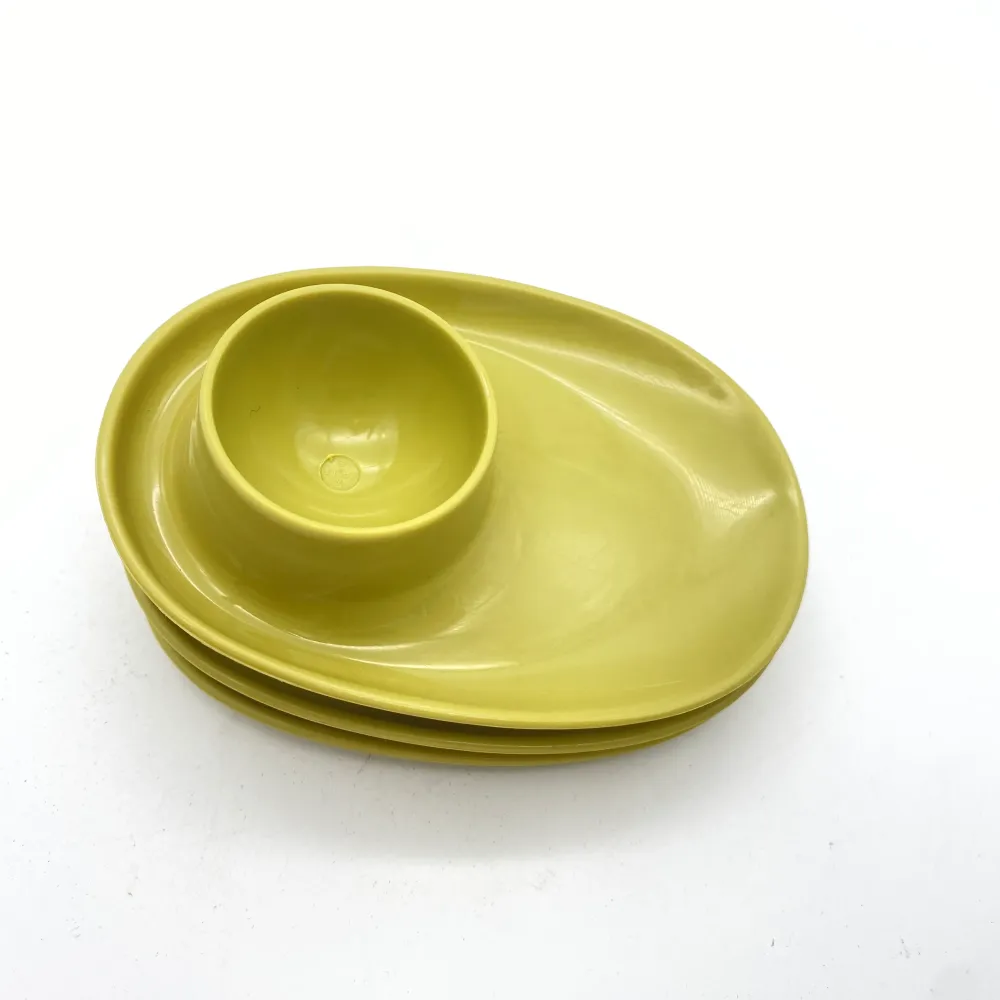 Eierbecher 3er Set grün Kunststoff 60er 70er Vintage