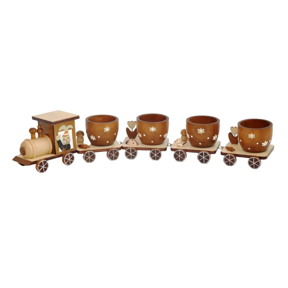 Eisenbahn mit Eierbecher, 38 cm, natur