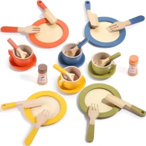 Holz Geschirrset Kinderküche Spielzeug 26tlg. Kinder Holz