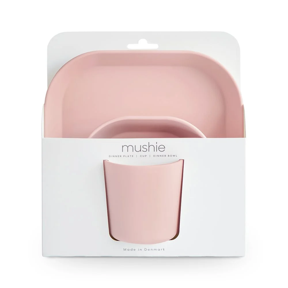 Mushie PP Baby Geschirrset - Quadratisch Blush