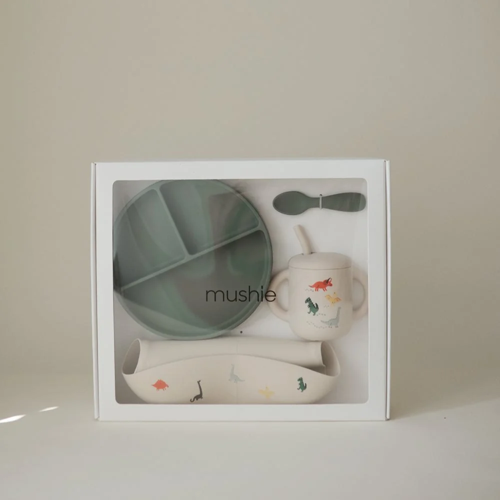Mushie Silikon-Geschirrset - Dinosaurier