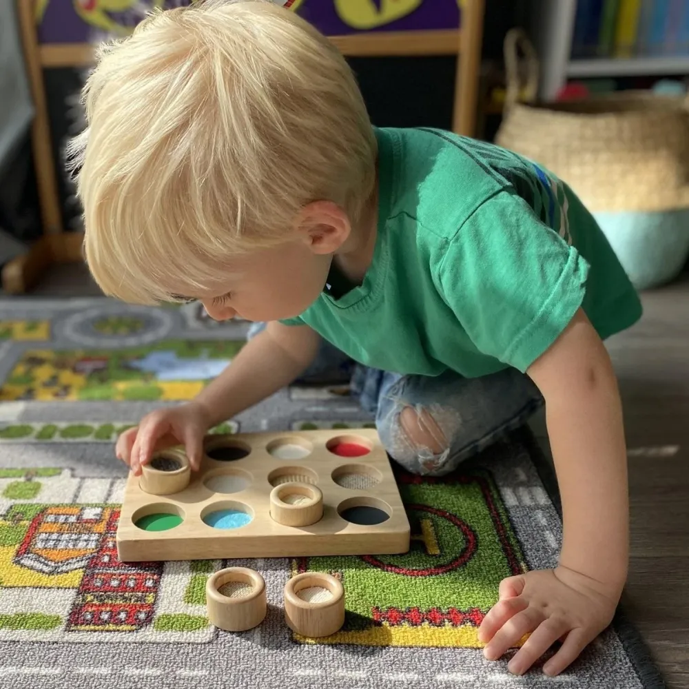 Sensorisches Spiel Holz: Touch & Match Brett