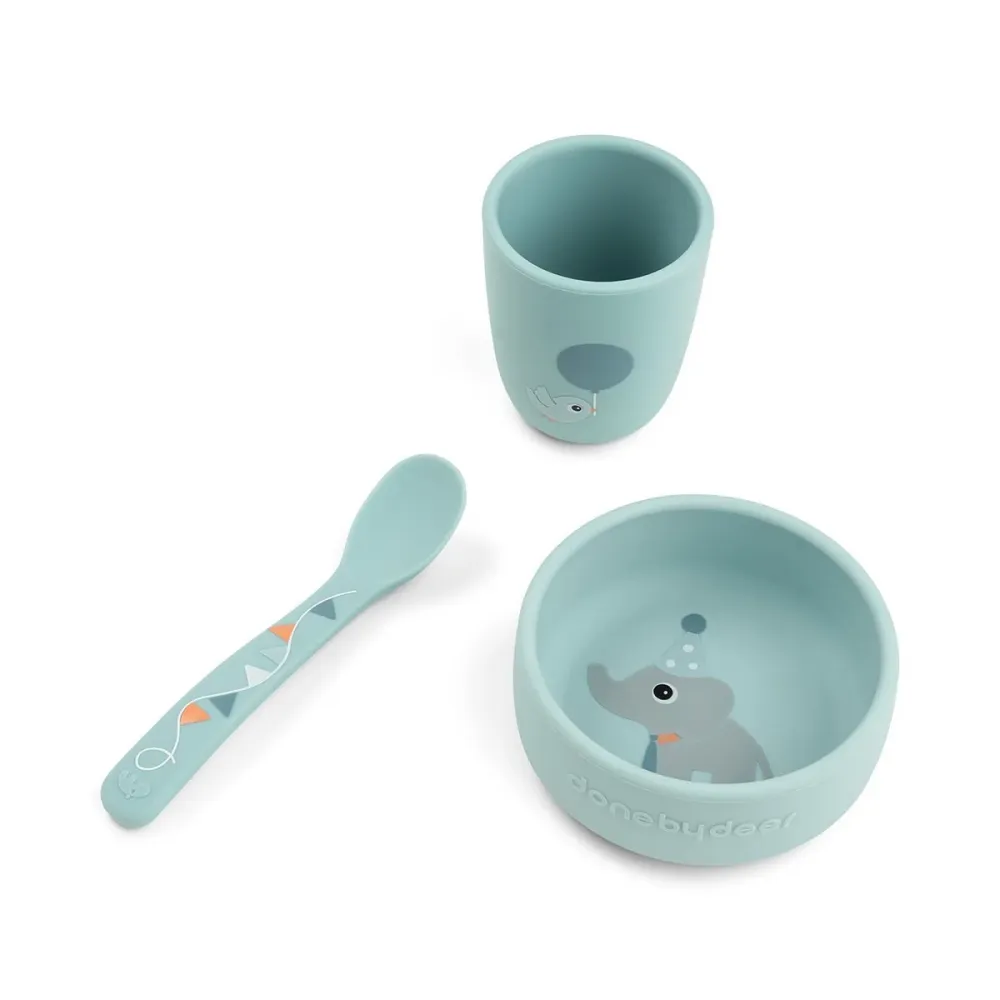 <tc>Done Deer</tc> Kindergeschirr-Set Stick<tamp>Stay Celebration Blue, 3-teilig</tamp>