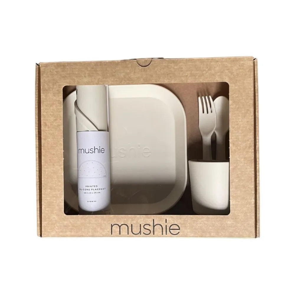 <tc>Mushie</tc> Geschenkbox Kindergeschirr-Set Quadratisch Elfenbein