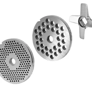 WOLFCUT - Fleischwolfscheibensatz 2 mm + 6 mm Bohrung und ein Kreuzmesser kompatibel mit allen gängigen Fleischwolf Marken...