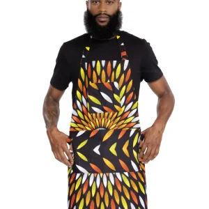 Afrikanischer Print Schürze - Schwarz / Gelb sunburst
