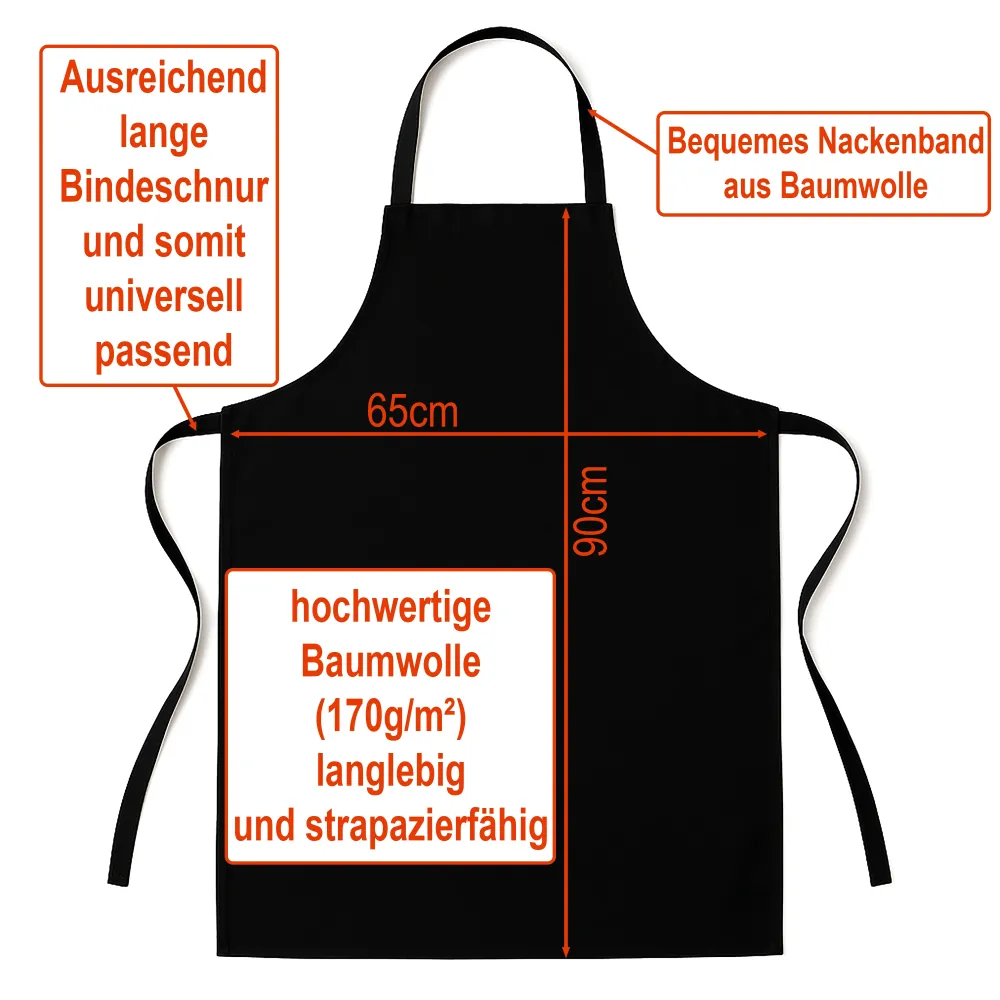 Grillschürze für Männer – Lustiger Spruch: Hier kocht der Chef – Hochwertige Kochschürze BBQ Master Schürze Schwarz