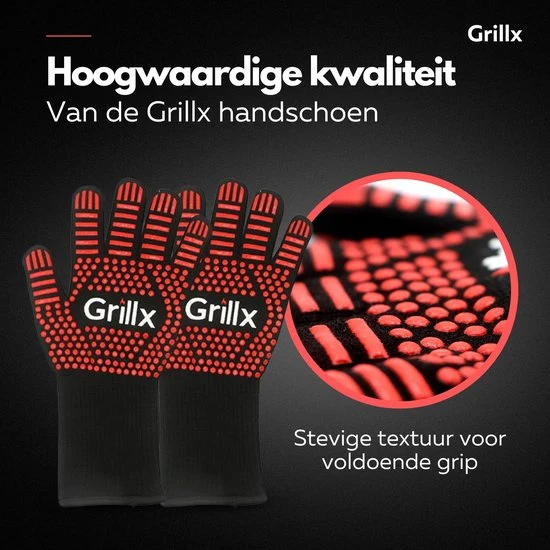 GrillX BBQ Handschuhe - Ofenhandschuhe - Extra Grip - 2 Stück