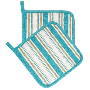 Kochtopfuntersetzer Set, 2 x Topfuntersetzer vintage, Topflappen Blau