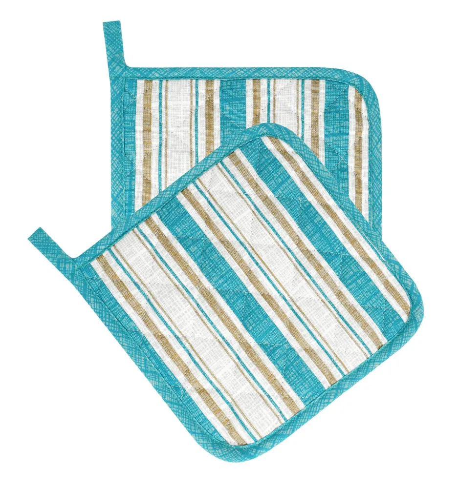 Kochtopfuntersetzer Set, 2 x Topfuntersetzer vintage, Topflappen Blau