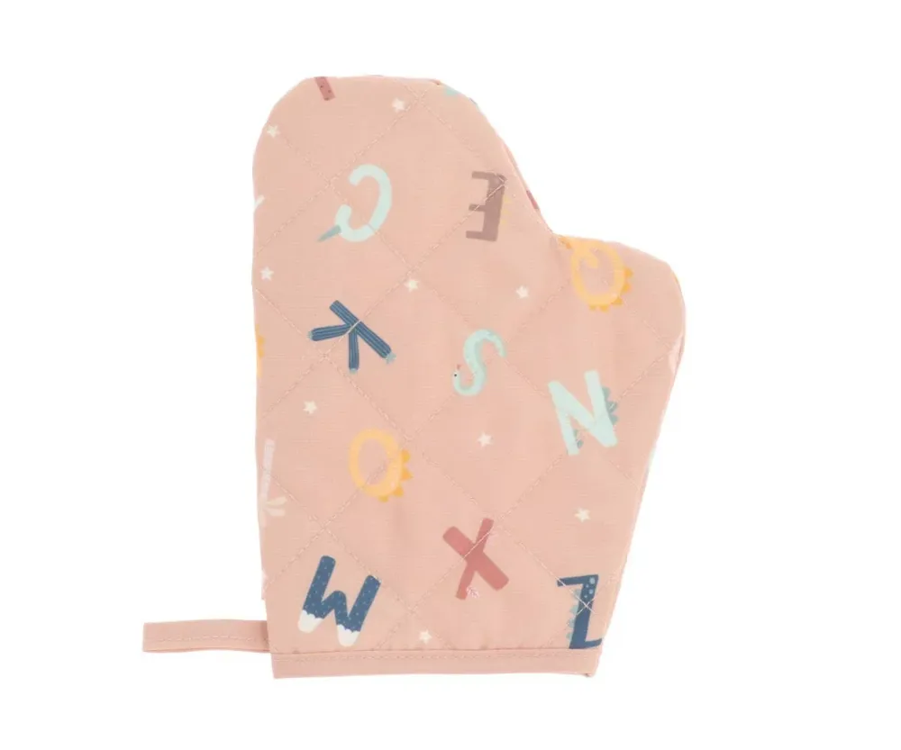 Lustiges Set aus Schürze und Topflappen mit Alphabetbuchstaben