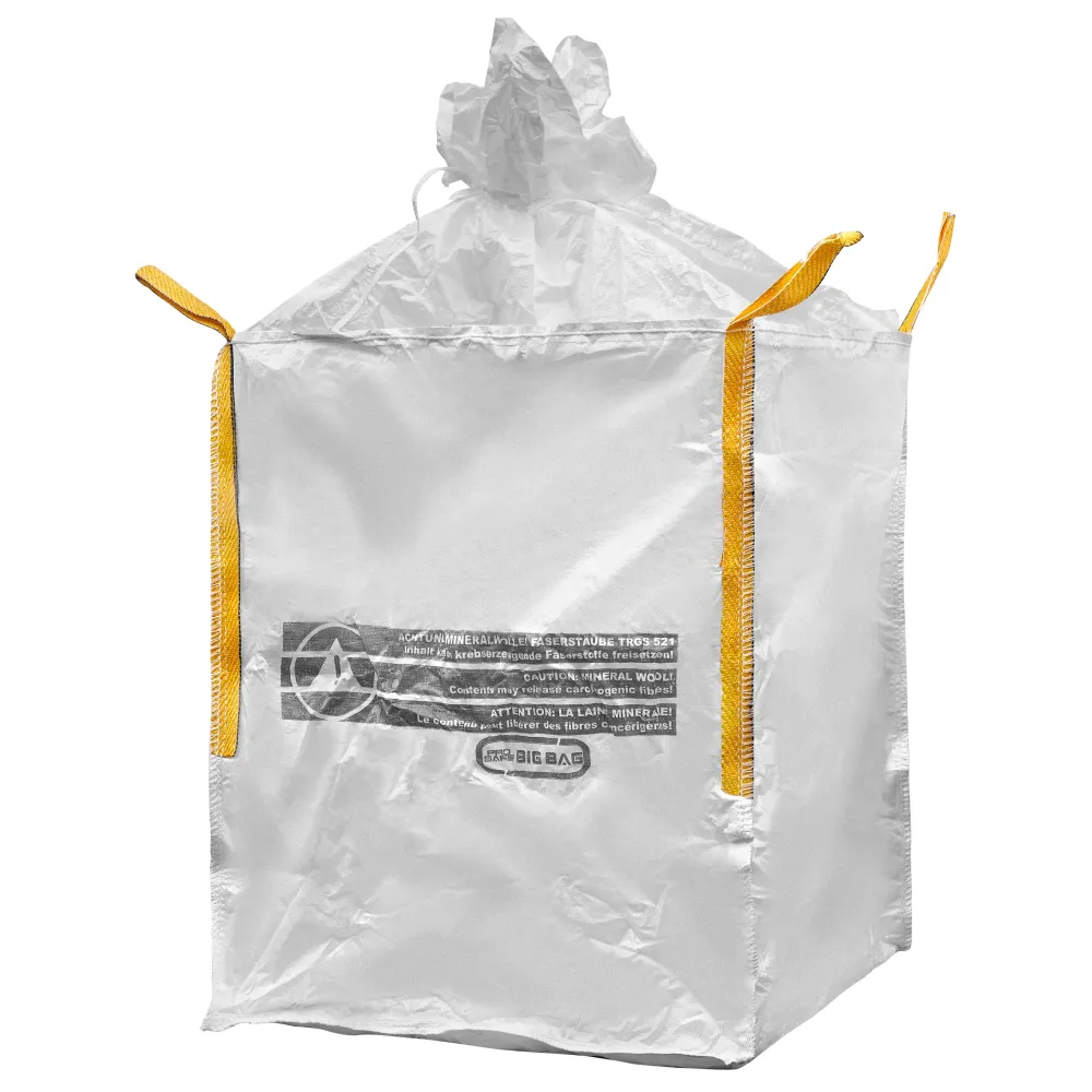 MINERALWOLLE Big Bag für 90x90x110cm TRGS 521 KMF Entsorgung Dämmwolle Glaswolle Mineralwolle 150kg mit Schürze verschließbar