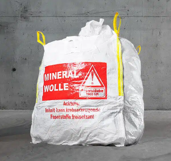 MINERALWOLLE Big Bag für 90x90x110cm TRGS 521 KMF Entsorgung Dämmwolle Glaswolle Mineralwolle 150kg mit Schürze verschließbar
