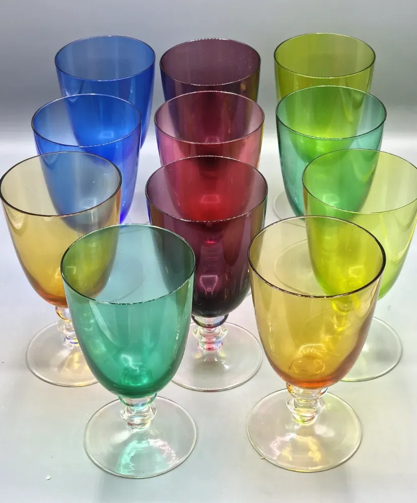 11x Bunte Antiquitäten Gläser, Weingläser