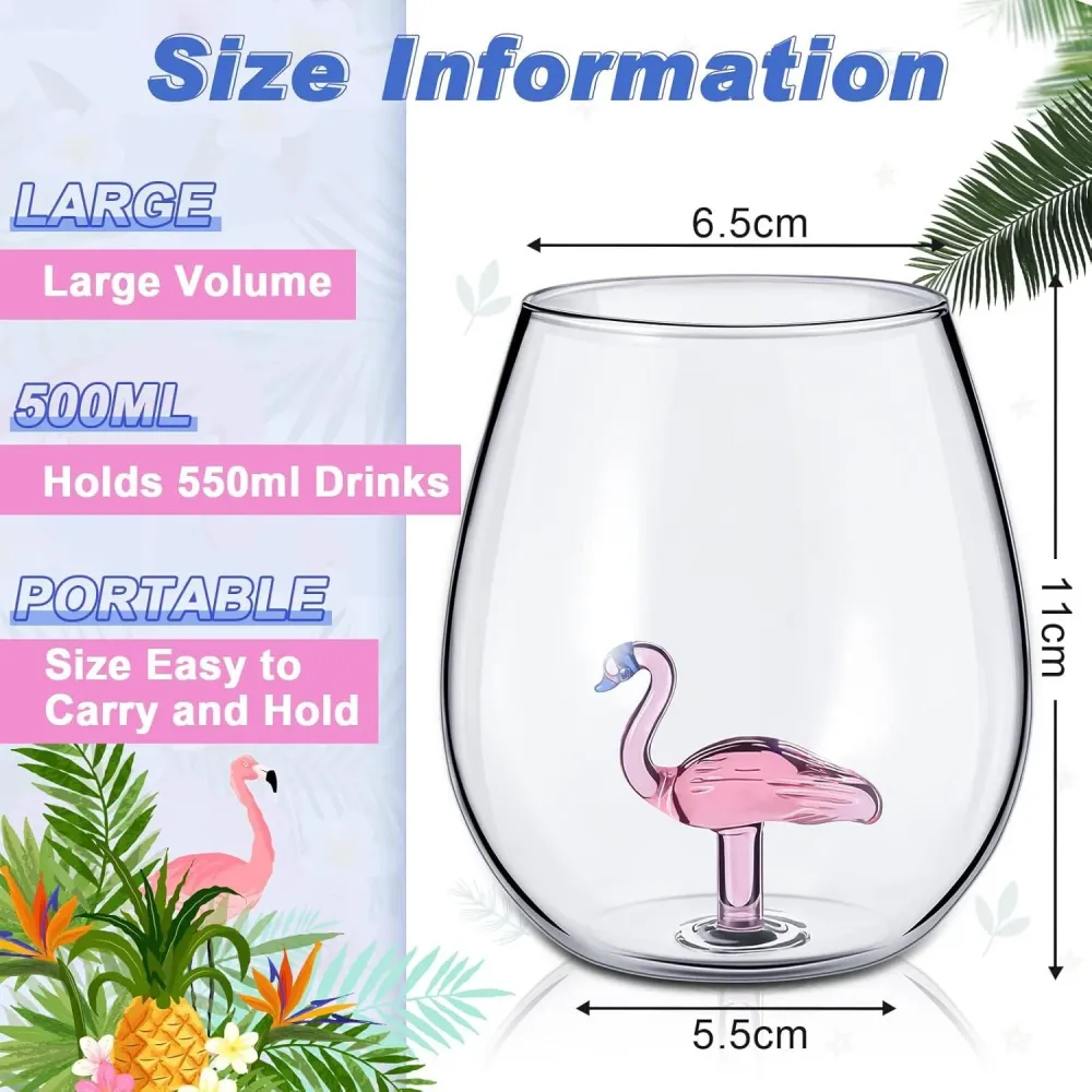 2er Set Flamingo Weingläser - Kreative Kristall Gingläser