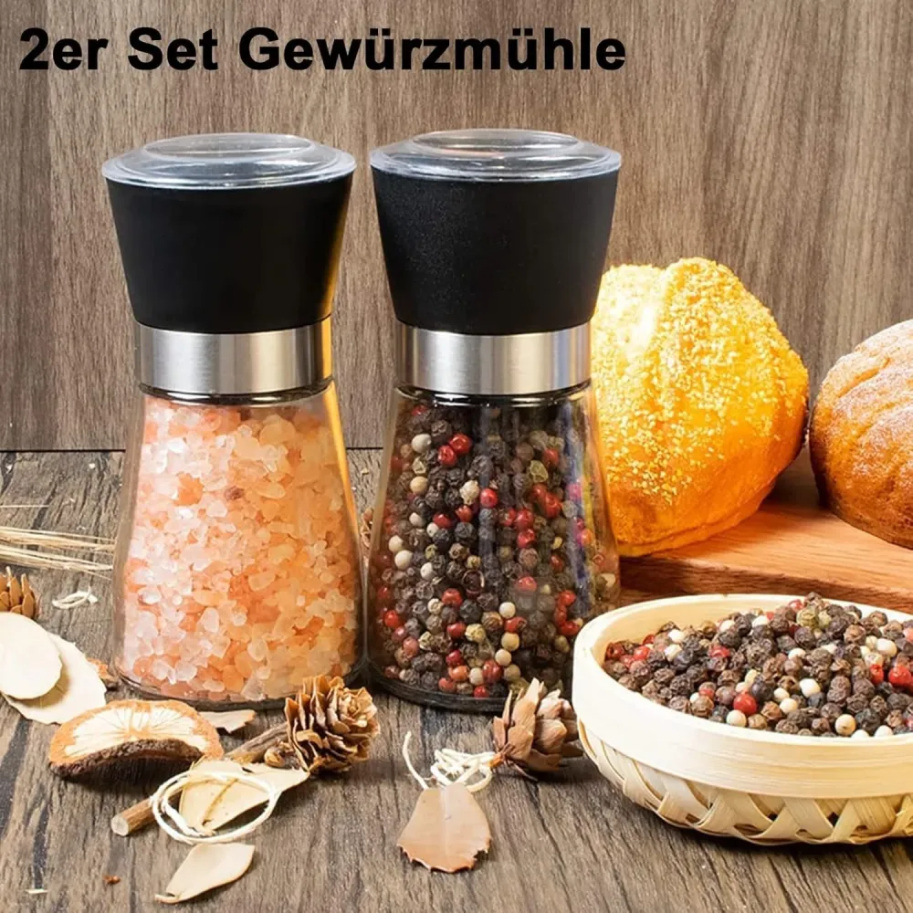 2er Set Gewürzmühle, Salz und Pfeffermühle, Keramikmahlwerk.