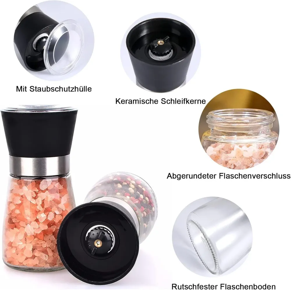 2er Set Gewürzmühle, Salz und Pfeffermühle, Keramikmahlwerk.