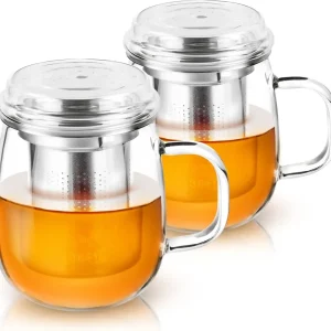 2-teiliges Teeglas mit Edelstahl-Sieb Set, 430 ml