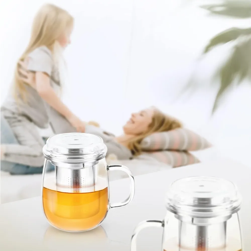 2-teiliges Teeglas mit Edelstahl-Sieb Set, 430 ml