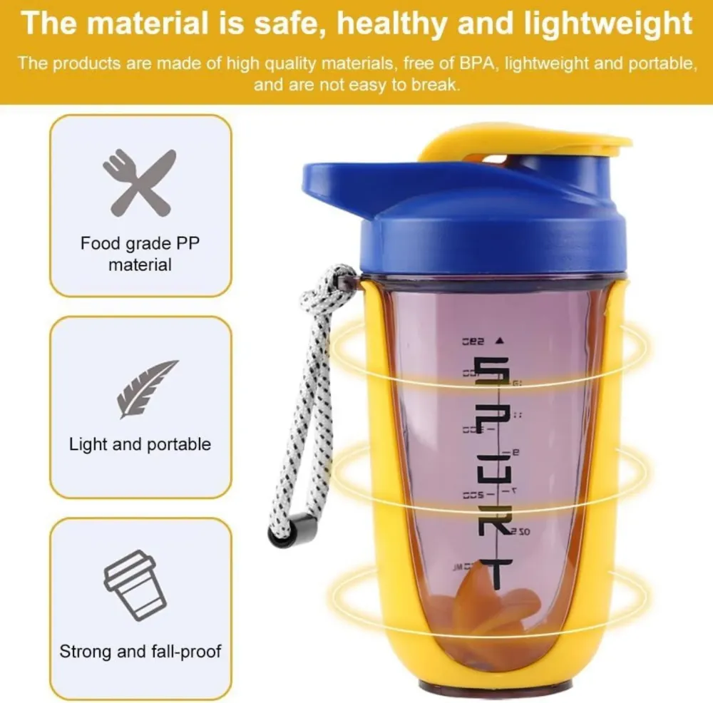 600ml Protein Shaker mit Kugel und Skala, Auslaufsicher