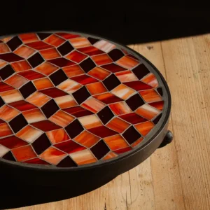 **AKTION** Runder Untersetzer mit Glasmosaik rot-orange *groß*