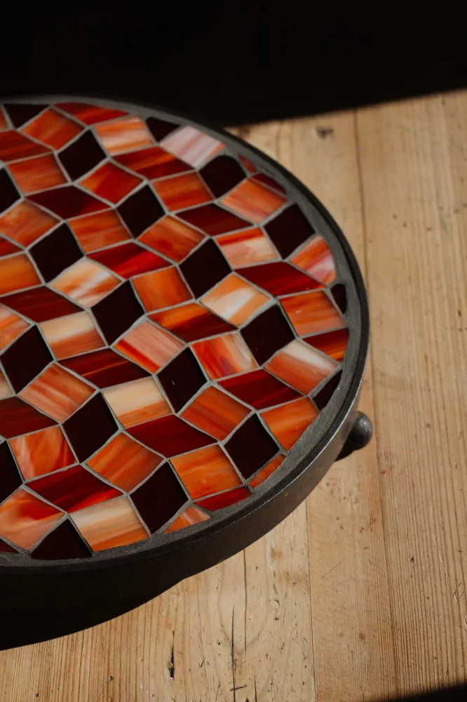 **AKTION** Runder Untersetzer mit Glasmosaik rot-orange *groß*