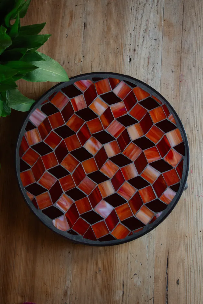 **AKTION** Runder Untersetzer mit Glasmosaik rot-orange *groß*