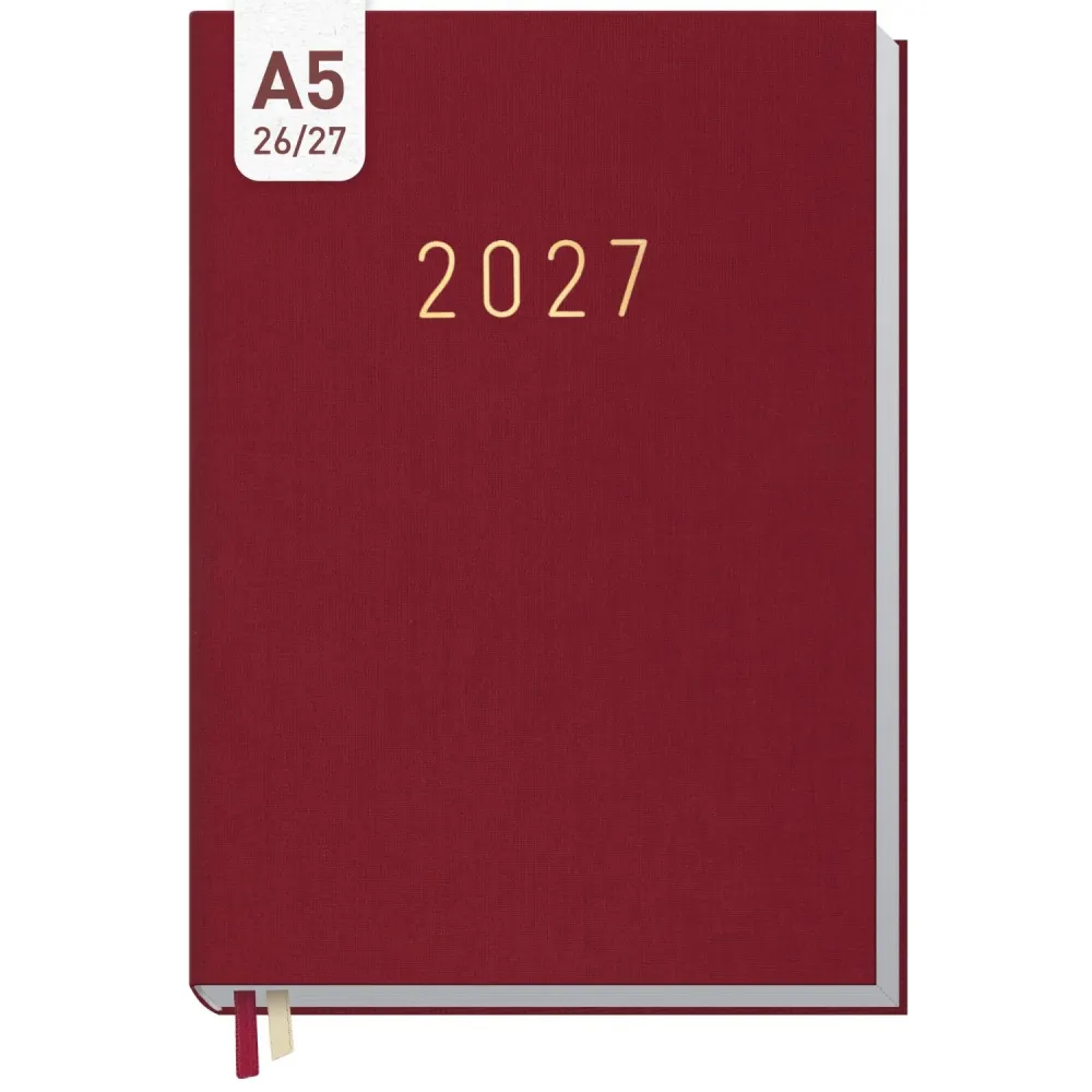 Business-Timer 2026/2027 / 17 Monate / A5 / Rubinrot / Häfft-Verlag