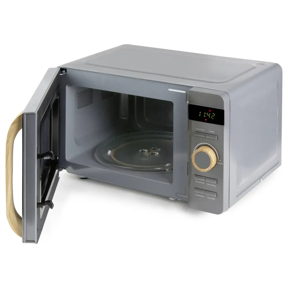 B-Ware Domo Mikrowelle Küchenofen 20 L Grau Holzlook Drehteller Do3420 Digital Timer