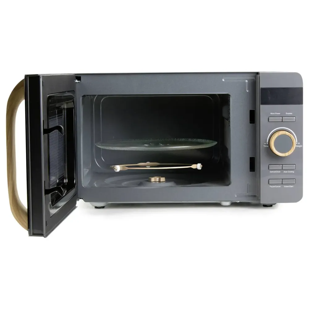 B-Ware Domo Mikrowelle Küchenofen 20 L Grau Holzlook Drehteller Do3420 Digital Timer