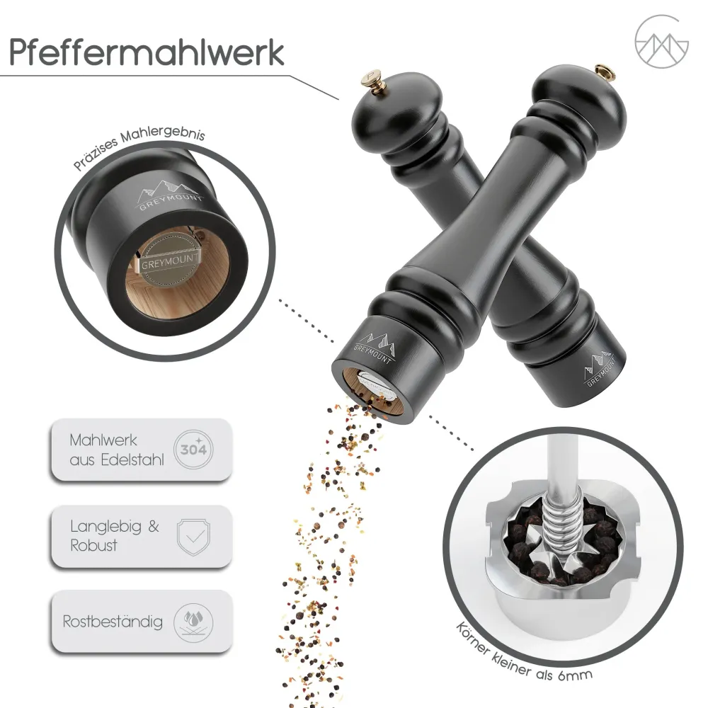 CAUCASUS - Salz- und Pfeffermühle Set (Pure Black, 27 cm)