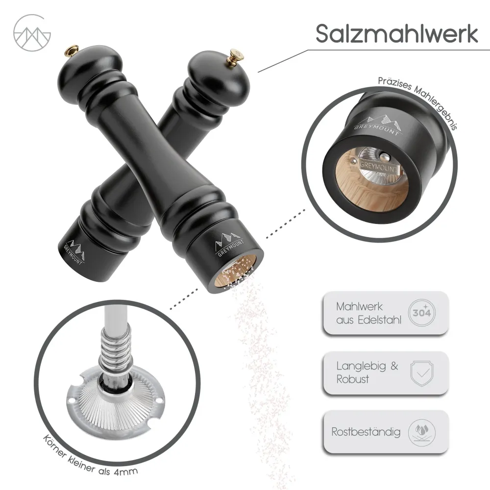CAUCASUS - Salz- und Pfeffermühle Set (Pure Black, 27 cm)