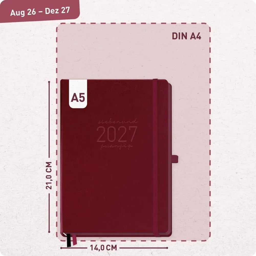 Chäff-Timer Deluxe 2026/2027 / 17 Monate / A5 / Berry / Häfft-Verlag