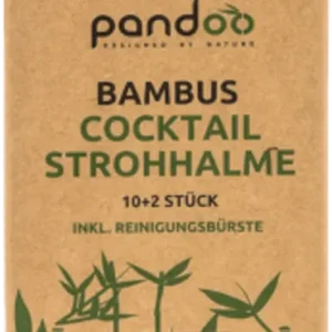 Cocktail Strohhalme aus Bambus, 12er Set inkl Reinigungsbürste