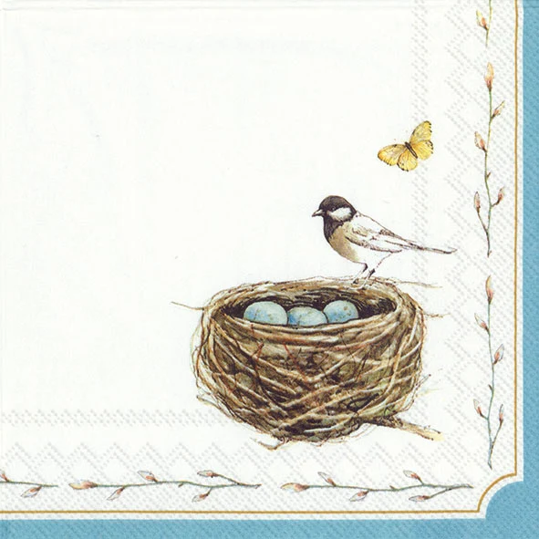 Cocktail-Servietten 'Easter Nest' white