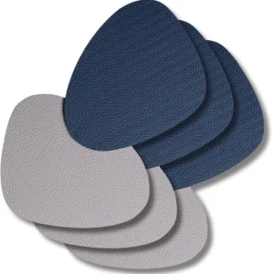 Cookinglife Untersetzer - Veganes Leder - Grau / Blau - Organic - doppelseitig - 13 x 11 cm - 6 Stück