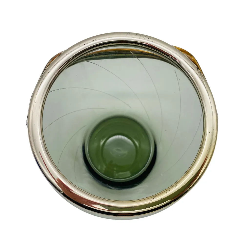 Eiseimer Mid Century Rauchglas Eiswürfelbehälter 50er 60er Jahre beschliffen