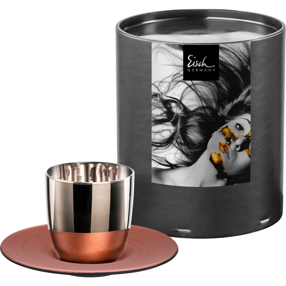 Espressoglas mit Untersetzer - Cosmo Collect platin Geschenkröhre 109/65