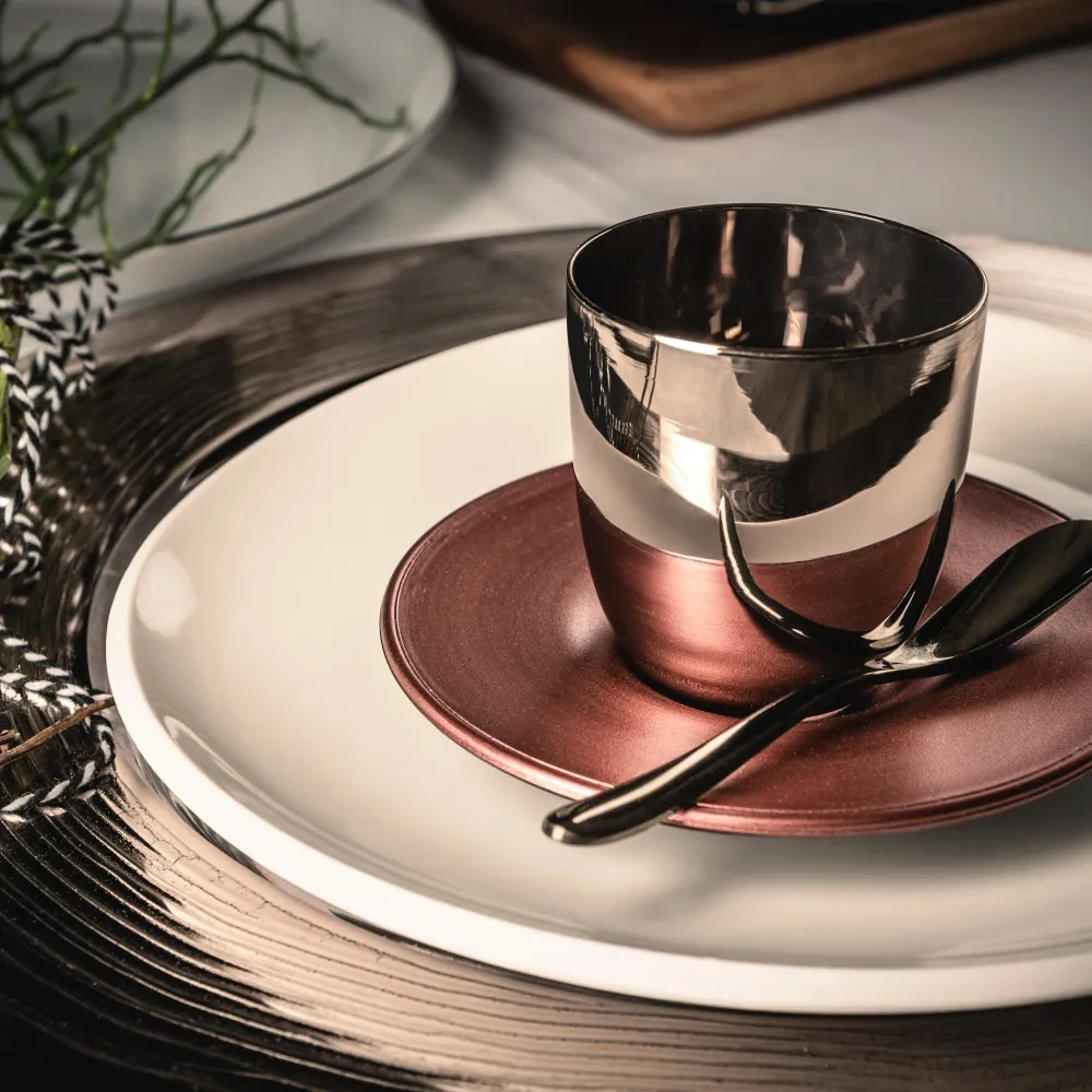 Espressoglas mit Untersetzer - Cosmo Collect platin Geschenkröhre 109/65