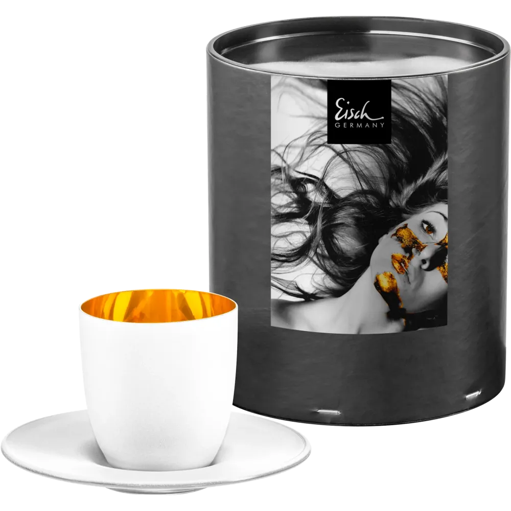 Espressoglas mit Untersetzer - Cosmo Pure White Geschenkröhre 109/65