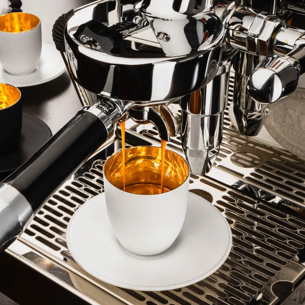 Espressoglas mit Untersetzer - Cosmo Pure White Geschenkröhre 109/65