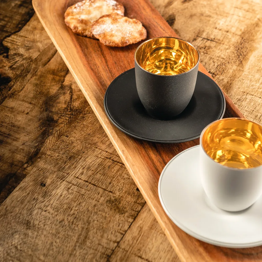 Espressoglas mit Untersetzer - Cosmo Pure White Geschenkröhre 109/65
