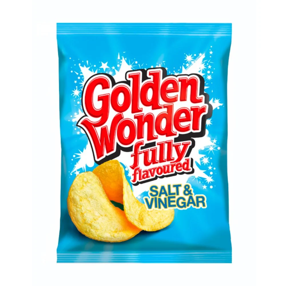 Golden Wonder Fully Flavoured Salt&Vinegar, Kartoffelchips mit Salz- und Essiggeschmack, 32,5 g