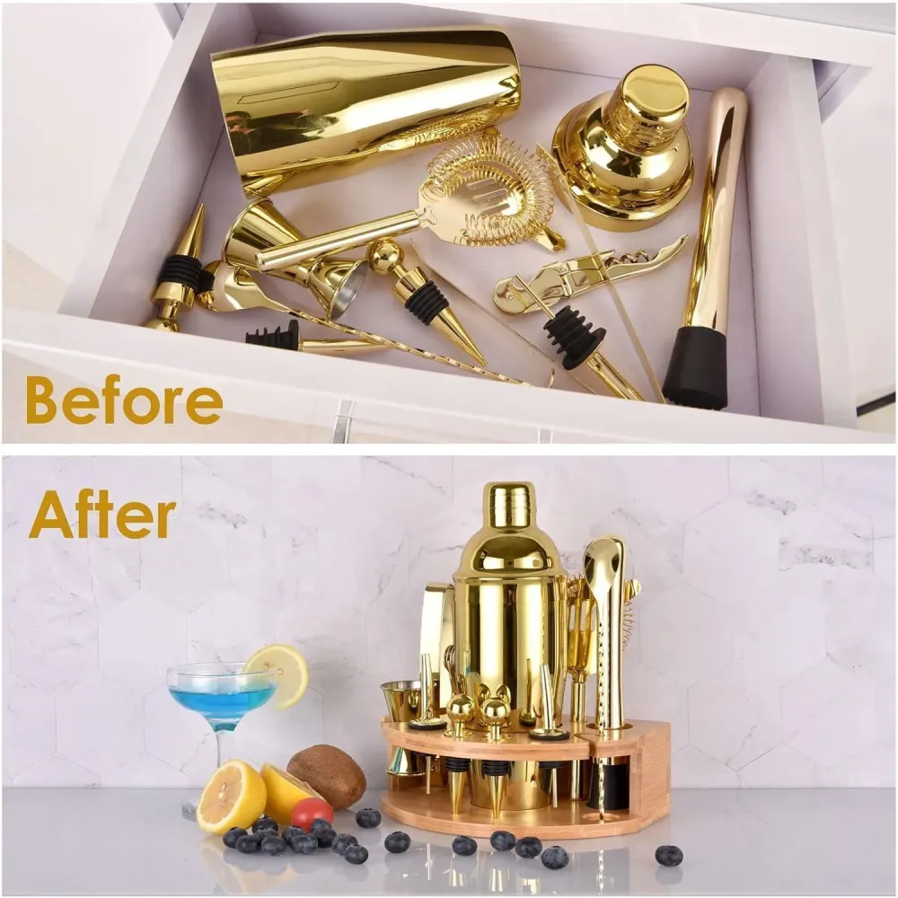 Goldenes Cocktail Shaker Set Edelstahl 750ML 12-Teilig