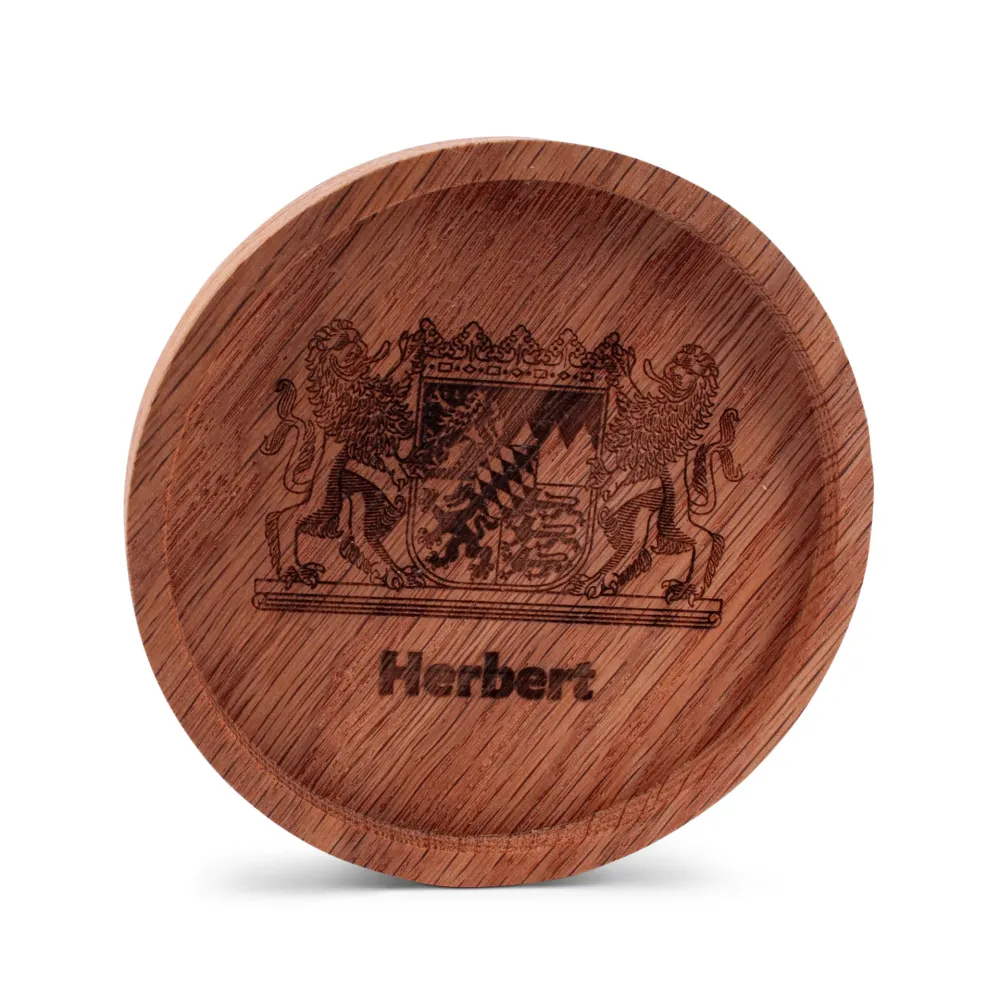 Holz-Untersetzer "Wappen" mit Wunschname