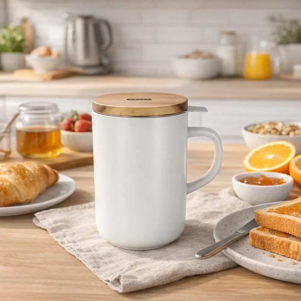 Juliet – Weiße Tasse mit Sieb, 475 ml