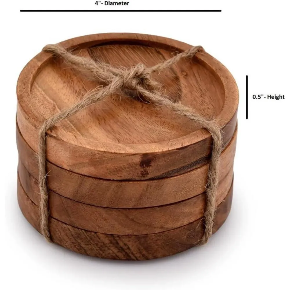 Kaizen Casa Holz Untersetzer Set 10,2 cm 4 Stück