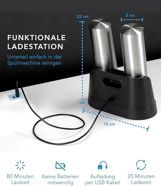 LEBENLANG Elektrisches Salz- & Pfeffermühlen-Set
