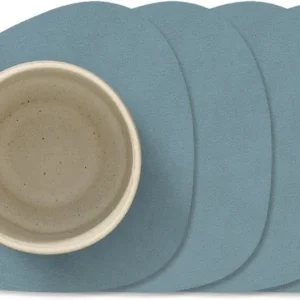 LIND DNA Untersetzer Nupo - Leder - Hellblau - 13 x 11 cm - 4 Stück