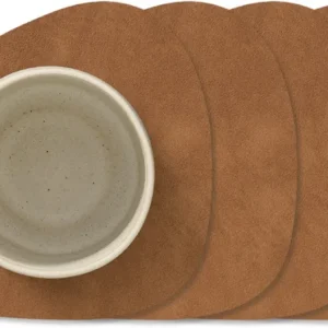 LIND DNA Untersetzer Nupo - Leder - Natur - 13 x 11 cm - 4 Stück